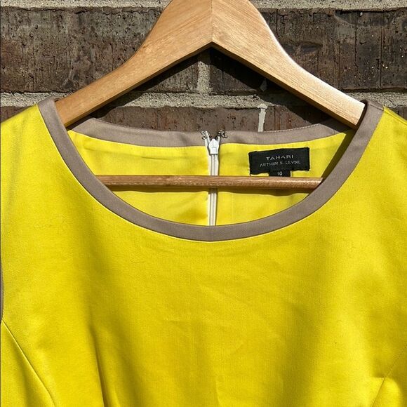 Tahari Arthur S Levine Colorblock Sleeveless Summer Dress Yellow and White 10 - Picture 7 of 16